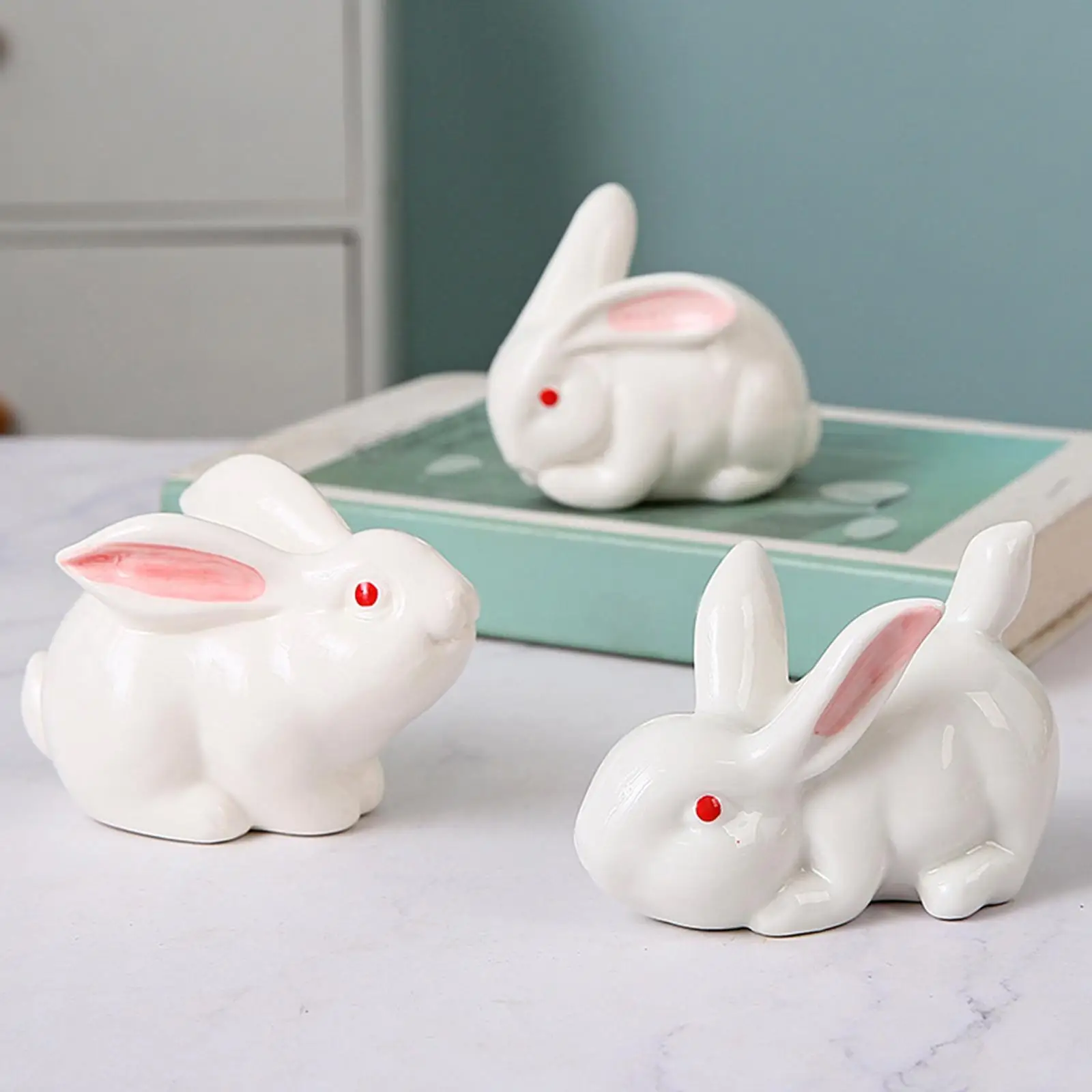 Rabbit Statue Sculpture Decorative Objects,Rabbit Figurine,Bunny Decoration,for Living Room Home Decor Office Christmas Gift