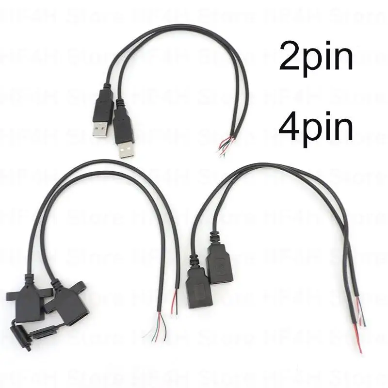 

30 см 2-контактный 4-жильный 5 В USB 2,0 A Тип «папа-мама» Кабель питания Ремонт Зарядка Deta Шнур Удлинитель Провод DIY Адаптер