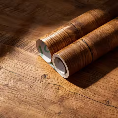 Wood Grain Contact Paper Brown Wooden Wallpaper Self-Adhesive Removable Vinyl Film Easy to Apply For Furniture Kitchen Cabinets