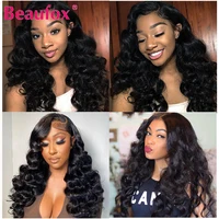 Beaufox Loose Wave Human Hair Bundles With Closure Indian Hair Weave 3/4 Bundles With Lace Closure Wavy Human Hair Extensions 6