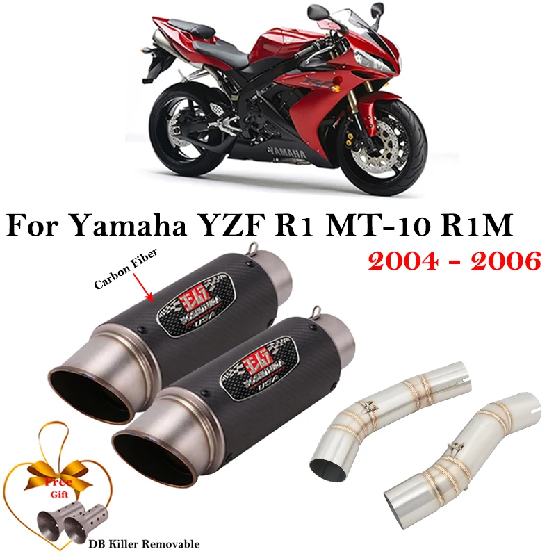 

For Yamaha YZF R1 MT-10 R1M 2004 2005 2006 Motorcycle Exhaust Escape Moto Modified Muffler Systems Middle Link Pipe DB Killer