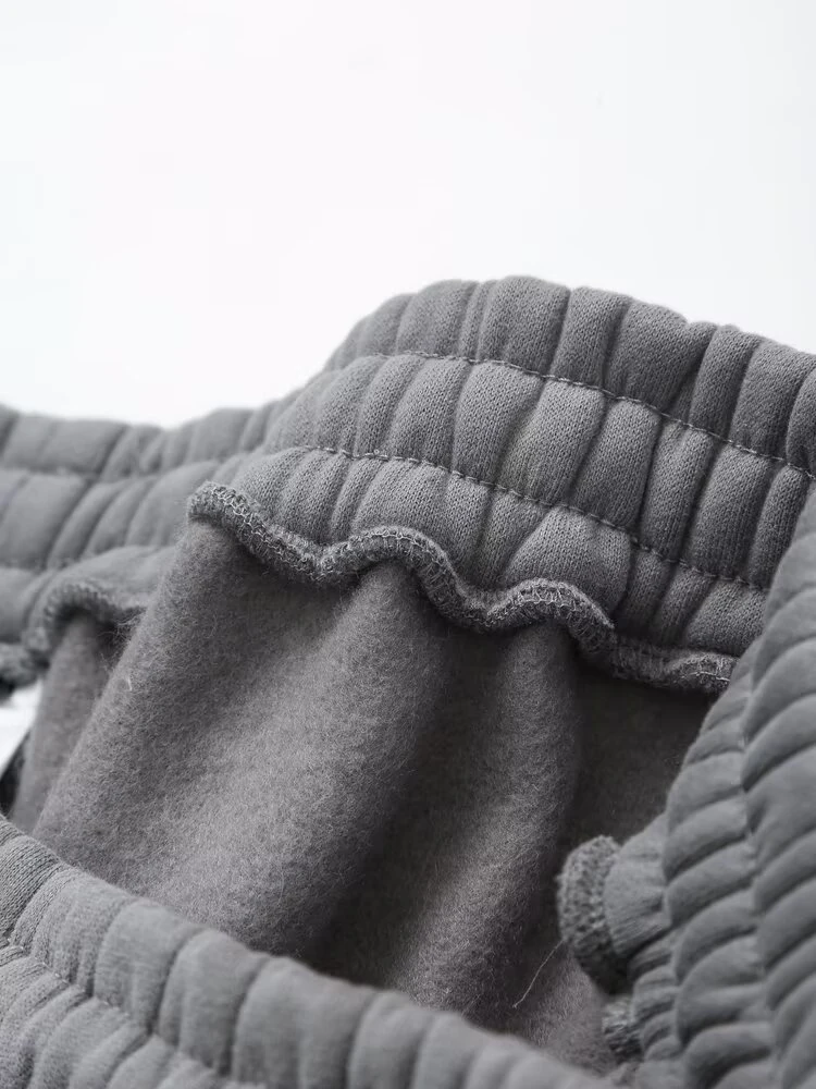 欧米風冬新作おしゃれカジュアルフード付きショートパーカーゆったりベルベットジョガーパンツセット