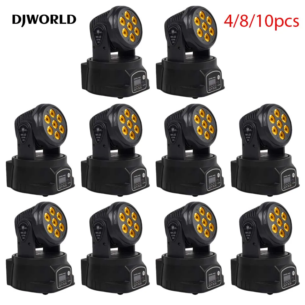 4/8/10pcs LED 7X18W Wash Light RGBWA+UV 6in1 Moving Head Stage Light DMX Stage Light DJ Disco Club Party Stage Professional