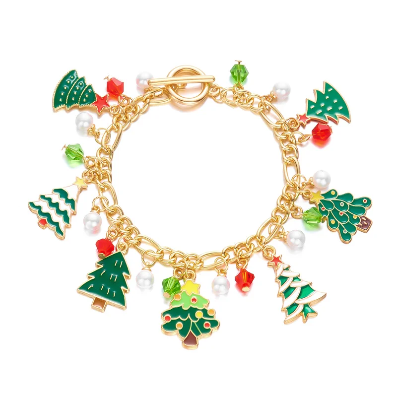 

Fashion Christmas Multi-element Pendant Bracelets for Women Men Cute Santa Claus Candy Metal Chain Bracelets Xmas Party Jewelry