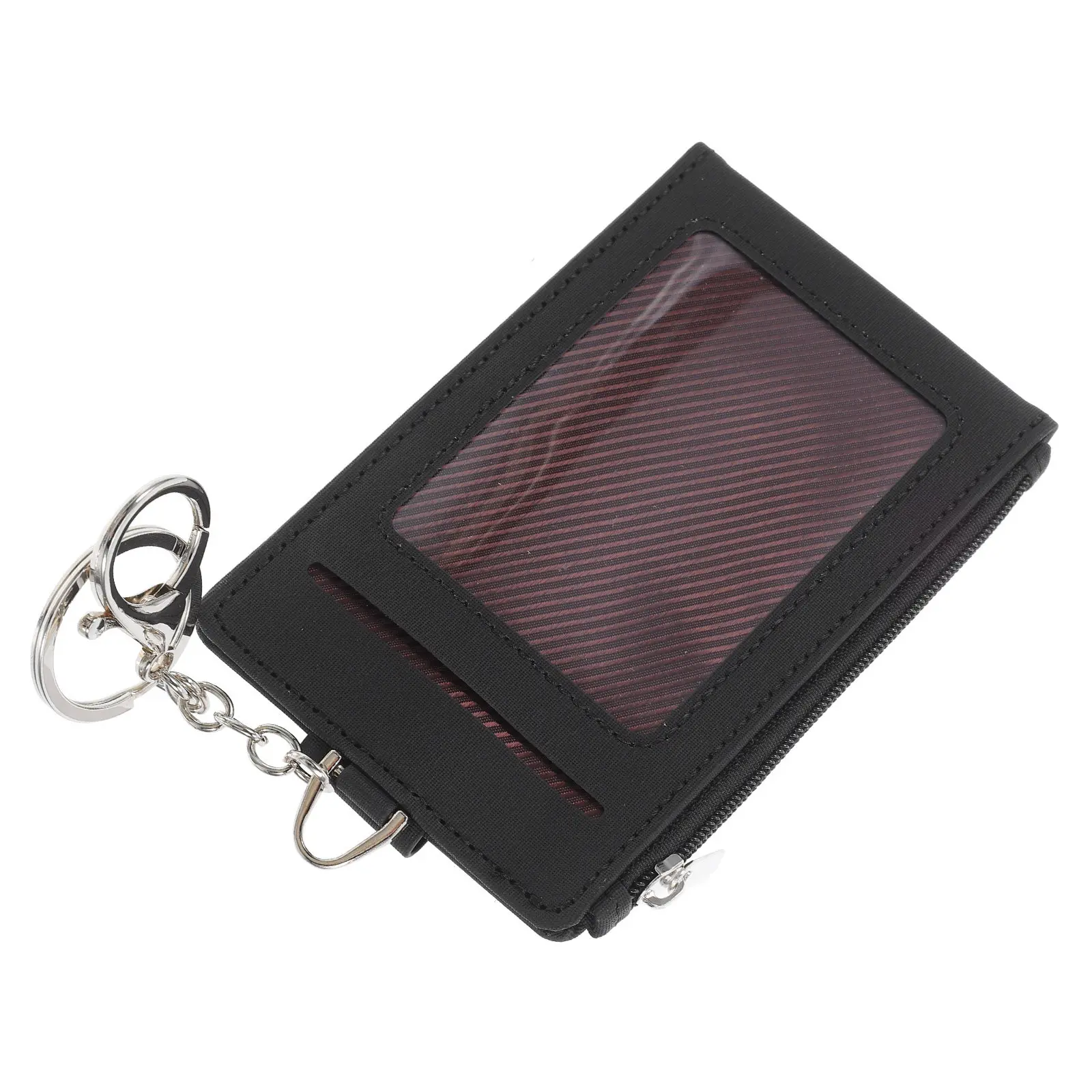 Card Holder with Key Ring PU Material Waterproof Keychain Wallet for Business Daily Commute Office Travel Card view 5