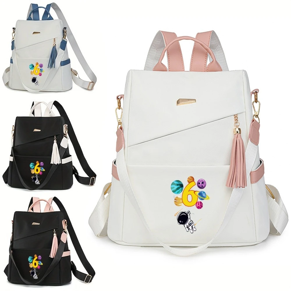 

Leisure backpack The Number 6 Print Features Adjustable Thick Straps And Reinforced Zippers, Making It Ideal for Work, Travel