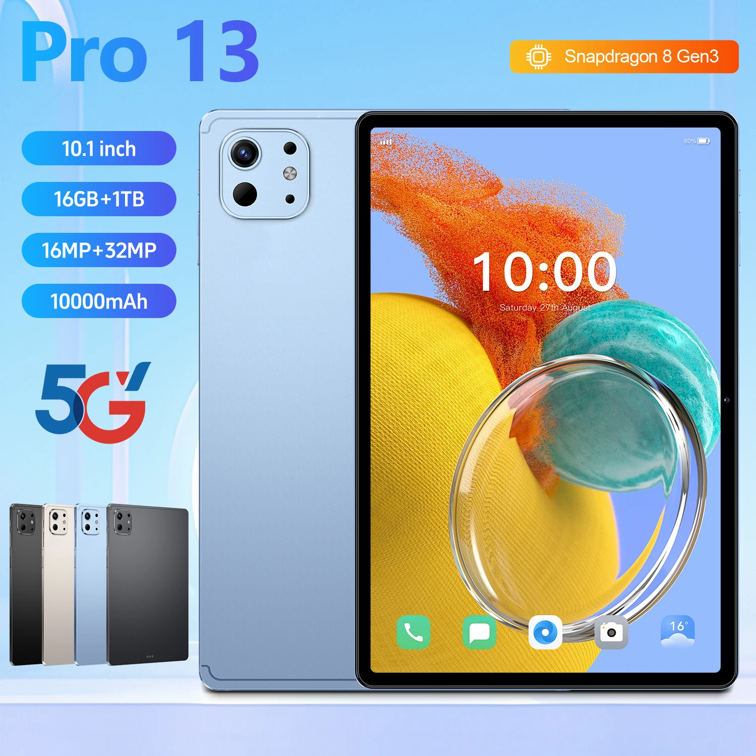 

2026 Pad 13 Pro Tablet PC 10.1 Inch Global Version Tab 22GB+2TB 5G Dual SIM WiFi GPS Children Kids Tablets Android 15