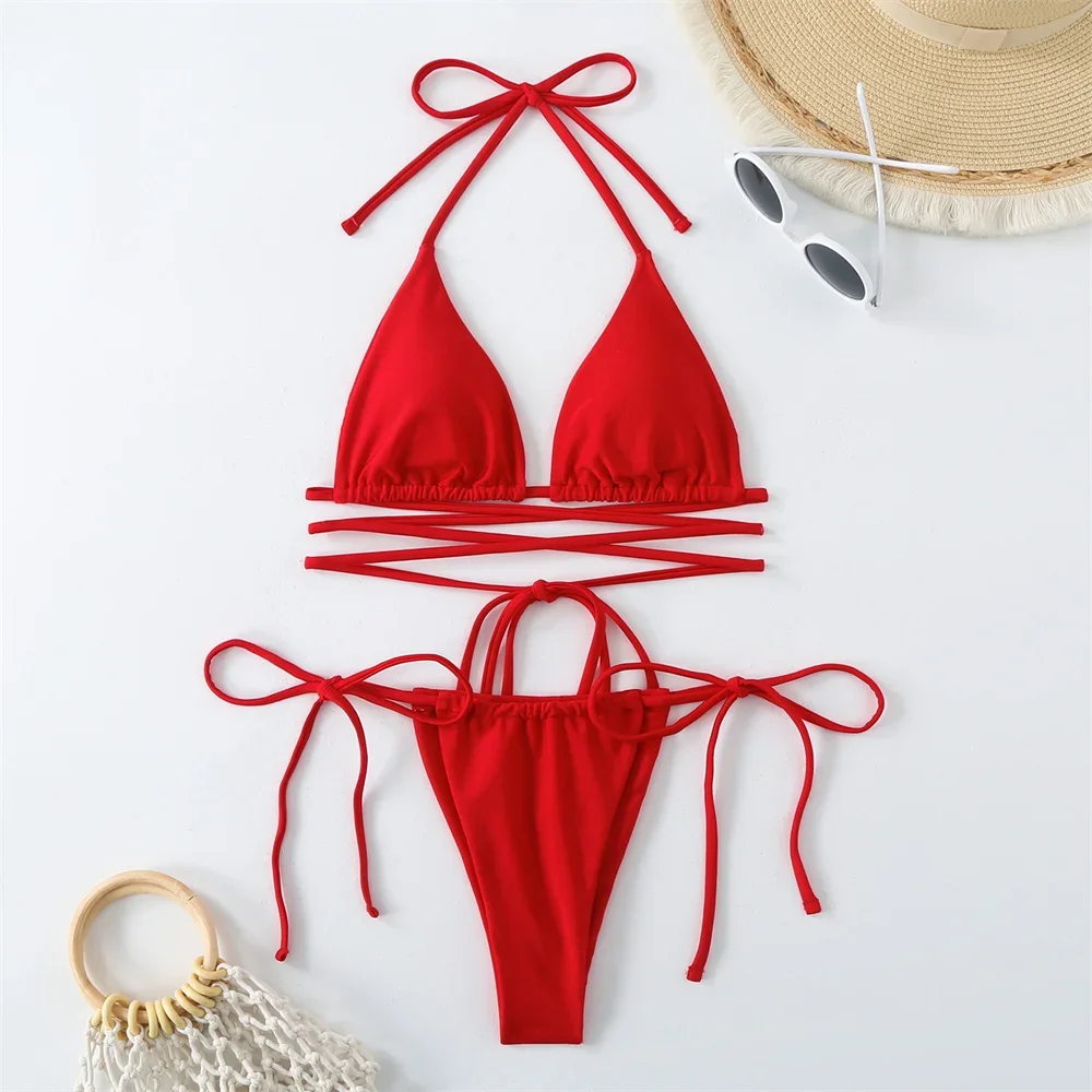 Eleganckie damskie strój kąpielowy Bikini bez pleców zestaw Bikini kostium kąpielowy mikro stroje plażowe Tangas Mayo New in pasujące zestawy