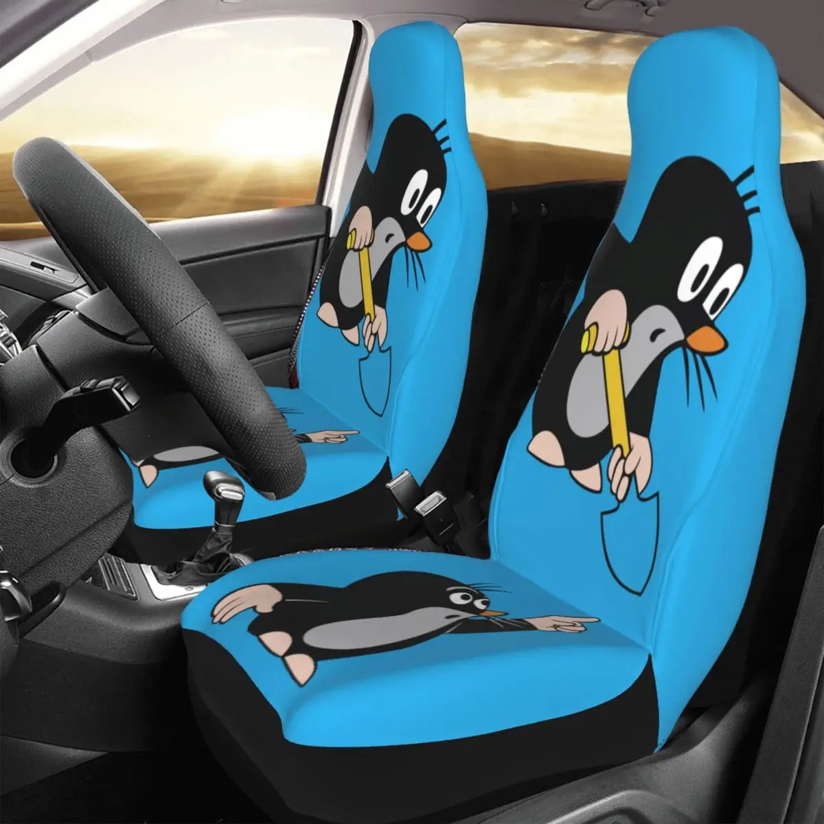 Mole wskazując uniwersalny pokrowiec na siedzenia samochodu cztery pory roku dla SUV Krtek Little Maulwurf Cute Cartoon pokrowce poliestrowe wędkowanie