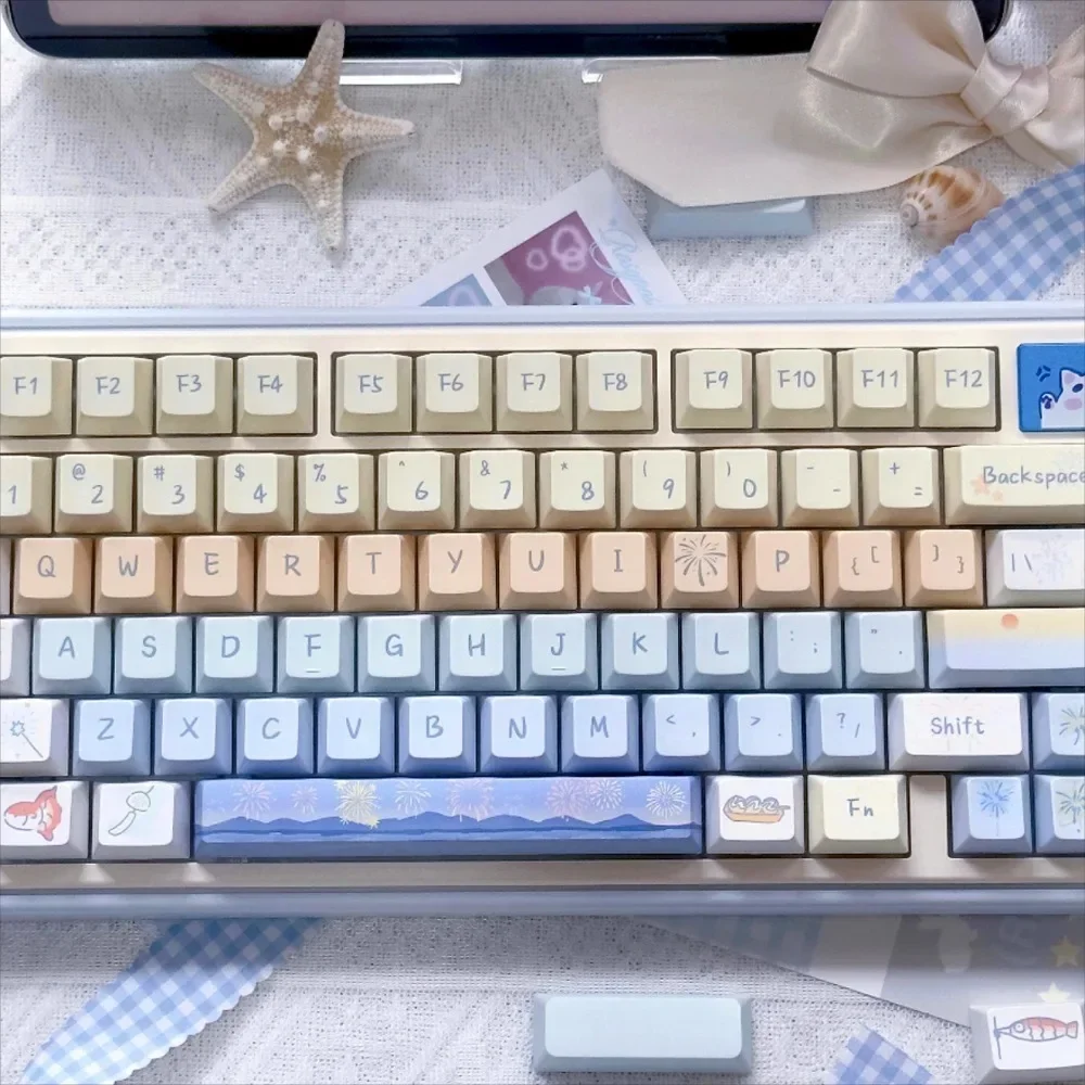 Personalized Keycap 95 Keys, Cherry PBT Fireworks Theme, Suitable for MX Switch 60/84/90/104/108 Mechanical Keyboard