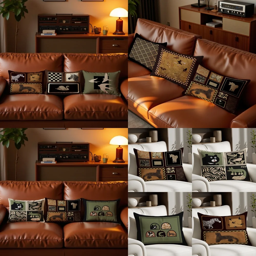 Rectangular Vintage Style Sofa Pillow for Pets Melting Retro Luxe Backrest Cushion Cover for Cat Dog Lounge Decorative Pet