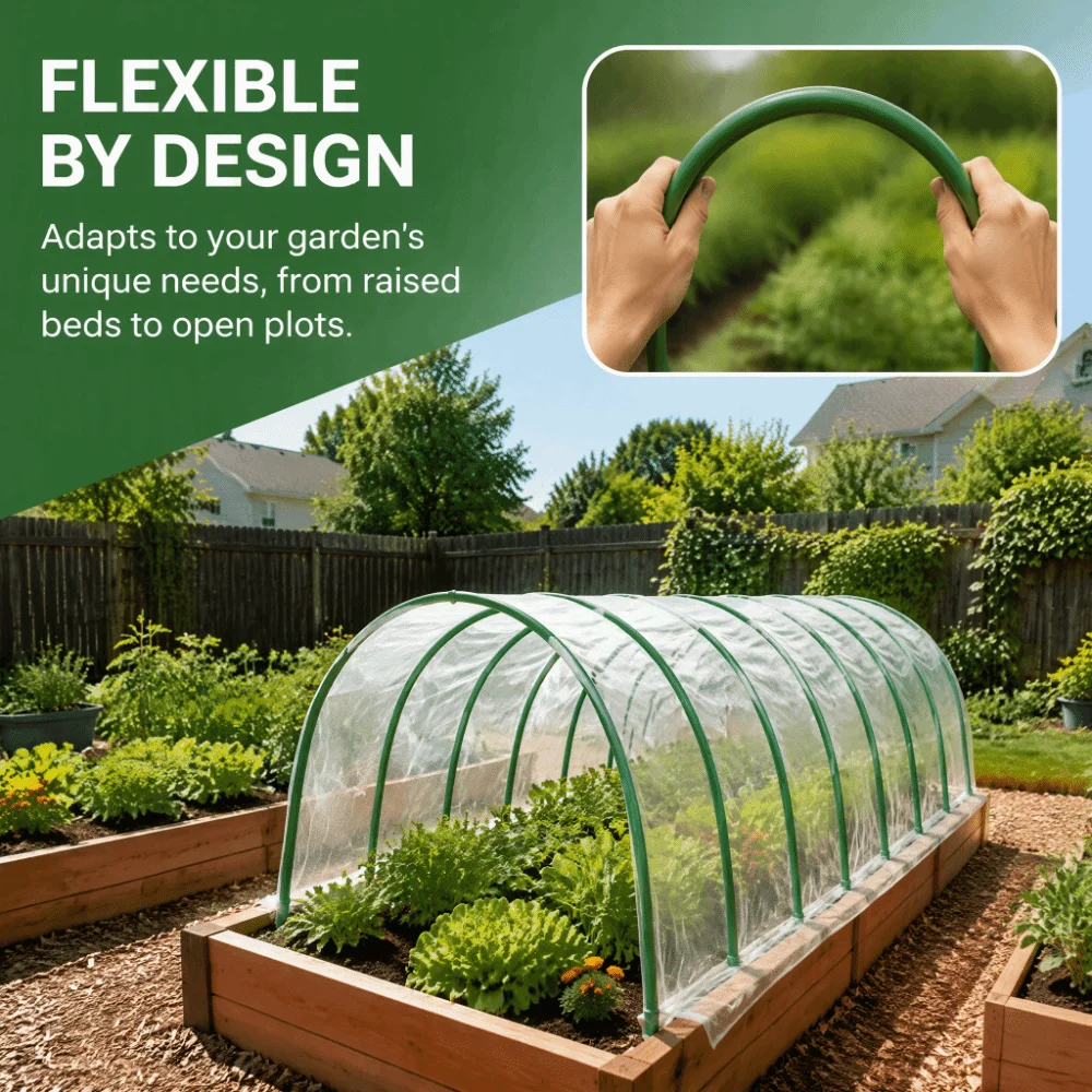 Adjustable Greenhouse Hoop Frame ‌Rust Resistant Sturdy Greenhouse Arch Support Bend DIY Assembly U Shaped Garden Planting Shelf