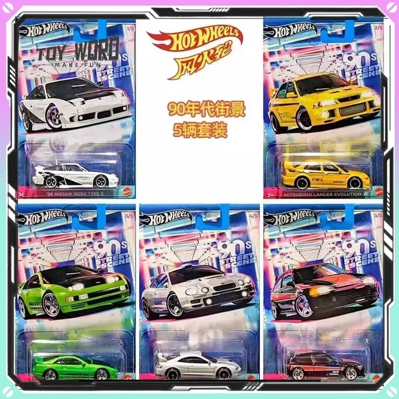 Hot Wheels GDG44 90s Street Scene Series Car Model 1/64 Nissan 180 Sx Type X Honda Civic Car Model Boy Collection Birthday  Gift