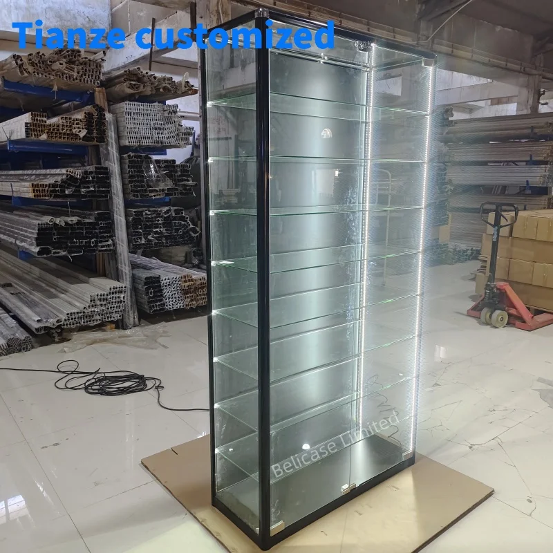 

(customized)Favourite Adjust Shelves Show Display Jewelry Window Display Cabinet with Lights Glass Showcases Displa