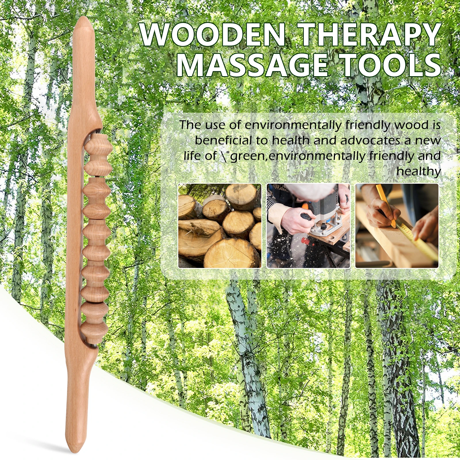 

Wooden Massage Roller Manual Muscle Relaxation Stick Non-Slip Handle Full Body Massager For Athletes Dancers Yoga