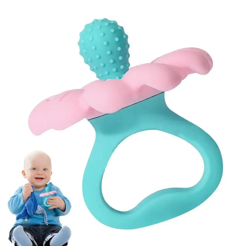 

Silicone Teething Toys Teething Relief Toys Food-grade Grip Teething Mitten Teether Toy Flower Shape Sensory Toy Easy-to-Grasp