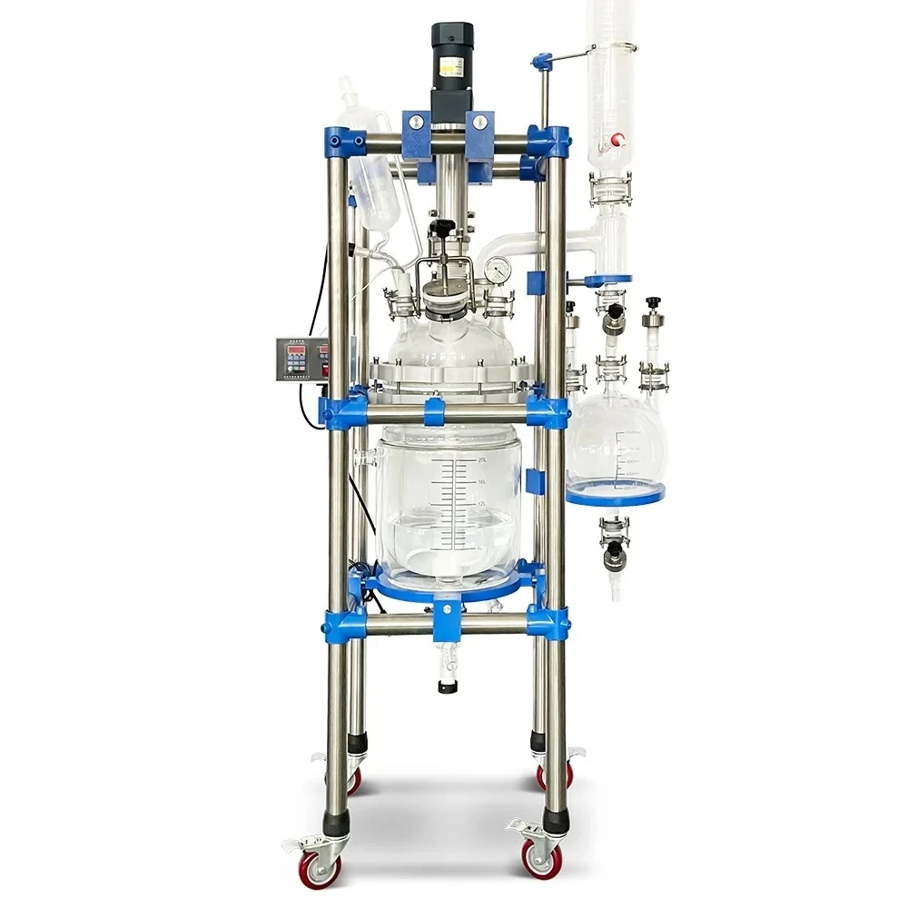 مفاعل زجاجي اقتصادي مزدوج السترة سعة 10 لتر مع تحكم دقيق