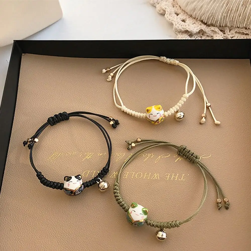 Design Unique Hand Rope Gifts Lovers Handmade Cute Women Hand Ring Red Braided Rope Chinese Style Jewelry Maneki Neko Bracelet