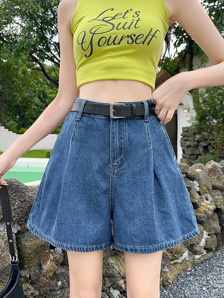 

Широкие джинсы с высокой талией в стиле ретро, женские летние тонкие новые свободные тонкие брюки трапециевидной формы из смеси хлопка и полиэстера с застежкой-молнией