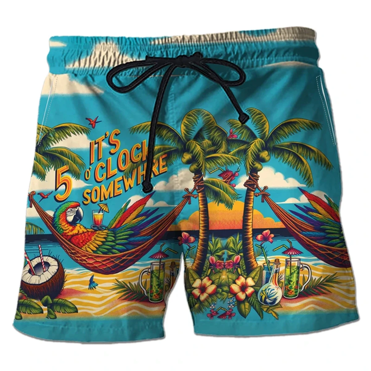 

Parrot 3D Print Men's Shorts Hawaiian Toucan Beach Shorts Tropical Bird Board Shorts Ramphastidae Bermuda