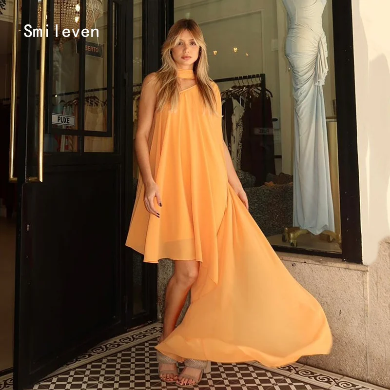 

Smileven Novel A Line Orange Prom Dress Draped One Shoulder Evening Gowns Fasional Occasion Dress Customized 2026