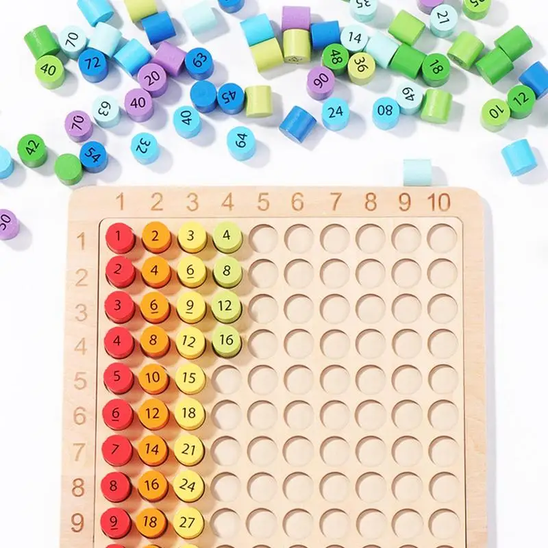 Jeu de société de Multiplication 3 en 1 pour enfants, Puzzle en bois, jeu de maths Montessori, jeux éducatifs précoces pour enfants