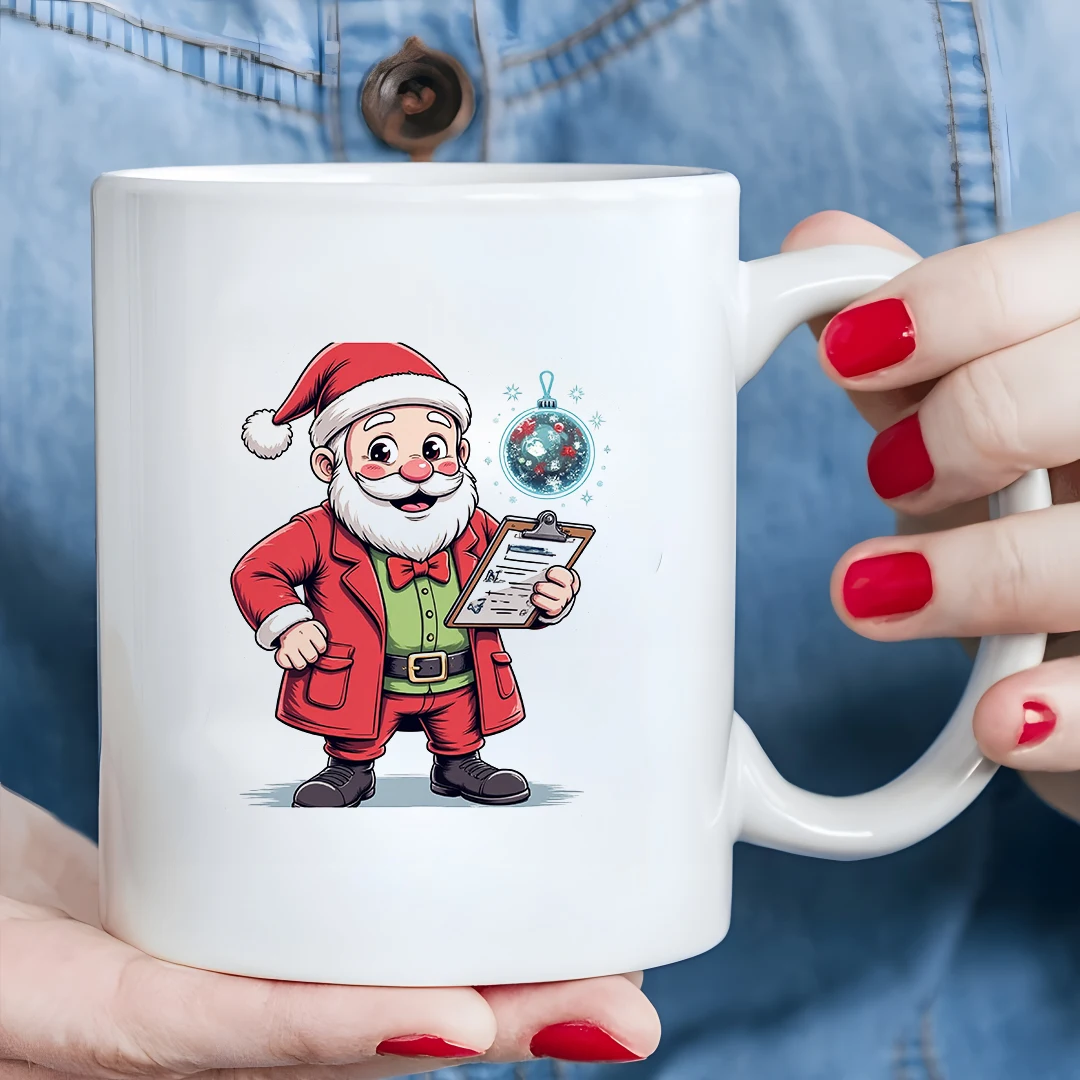 كوب كرتوني سانتا كلوز سعة 11 أونصة + كوب للأطفال، كوب قهوة للمكتب العائلي، مجموعة هدايا عيد الميلاد #5