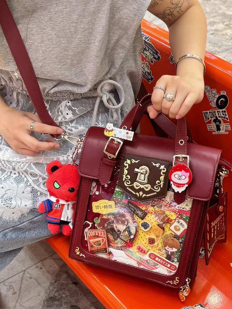 Original Cute Retro Single Shoulder Bag Crossbody Bag Big Window Small Backpacks for Women's Purses and Handbags