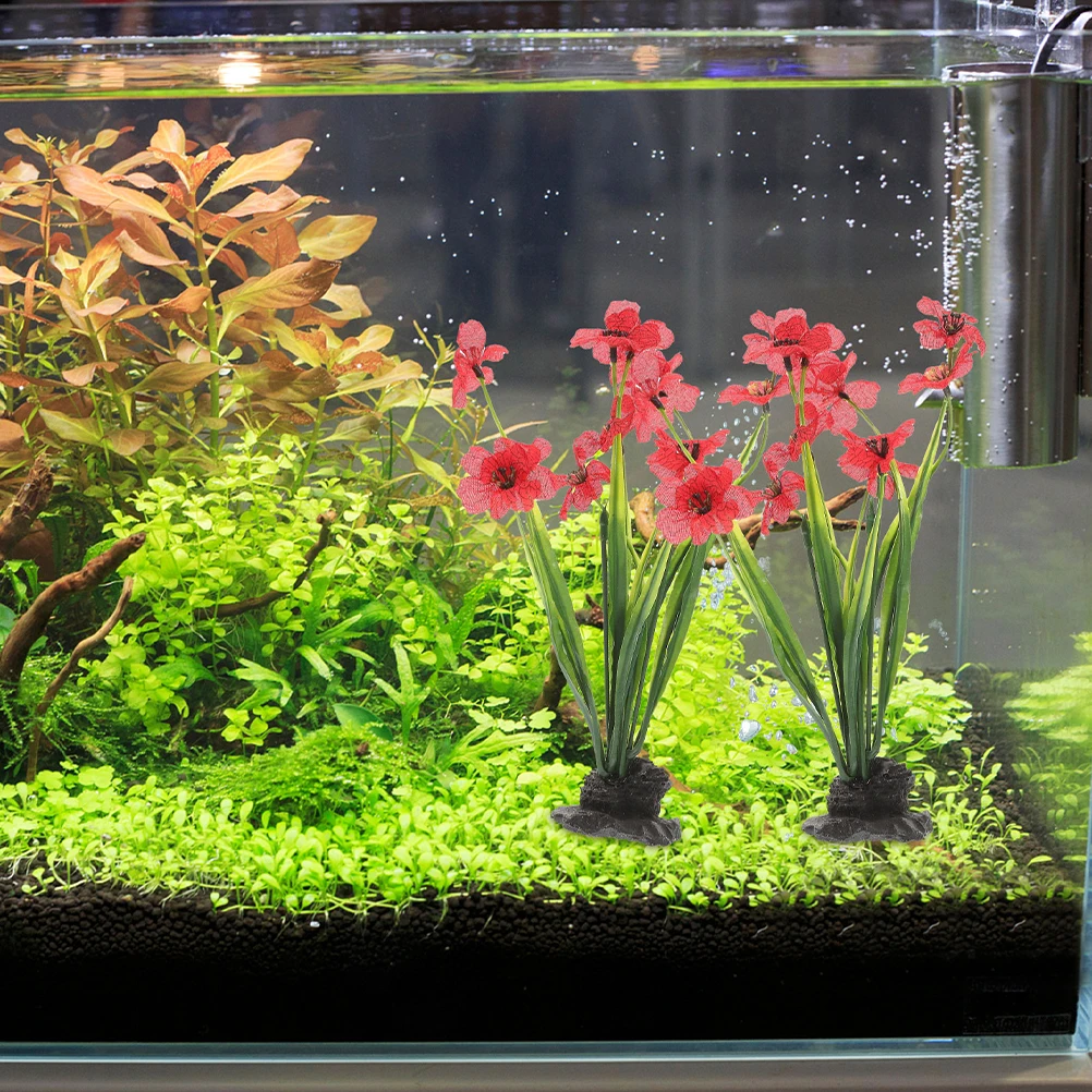 

3 Pcs Aquarium Aquatic Plants Decoration Artificial Fake Life-saving Decorative Plastic Flowers