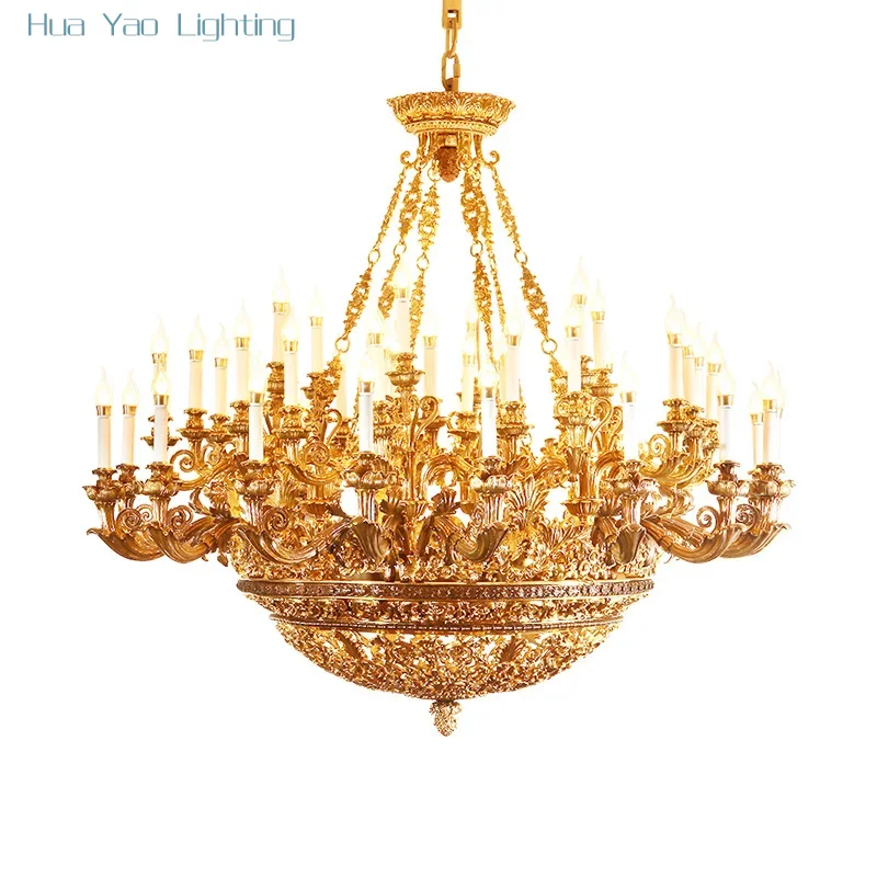 2026 Royal Empire Style Copper Ceiling Lamp Church Hotel Luxury Pendant Lights Big Size Brass Chandelier Luxury Huge Chandeliers