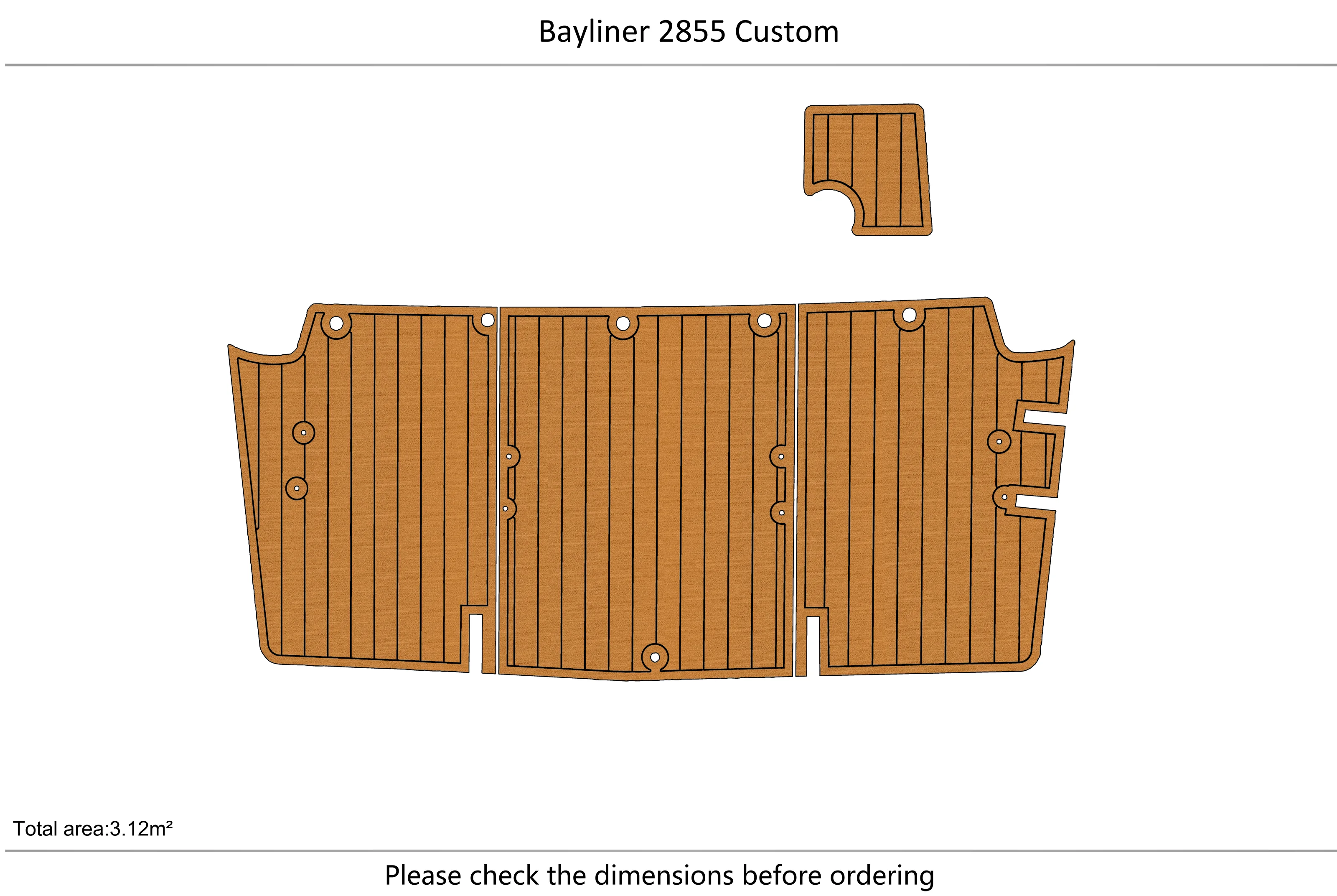 Eva foam Fuax teak seadek marine floor For Bayliner 2855 Custom Swim platform 1/4