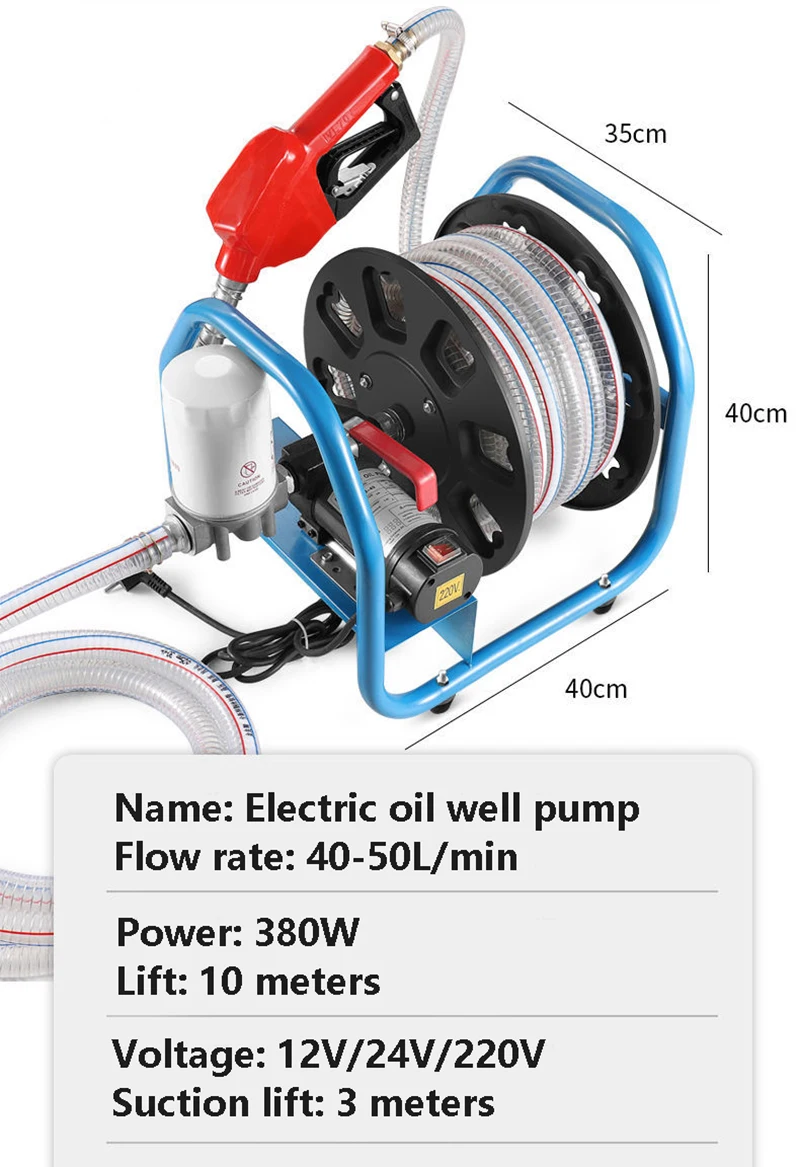 Imagem -06 - Bomba Elétrica Diesel de Alta Potência Bomba Auto-escorvante Pistola de Reabastecimento Diesel Máquina de Medição de Reabastecimento 12v 24v 220v 380w