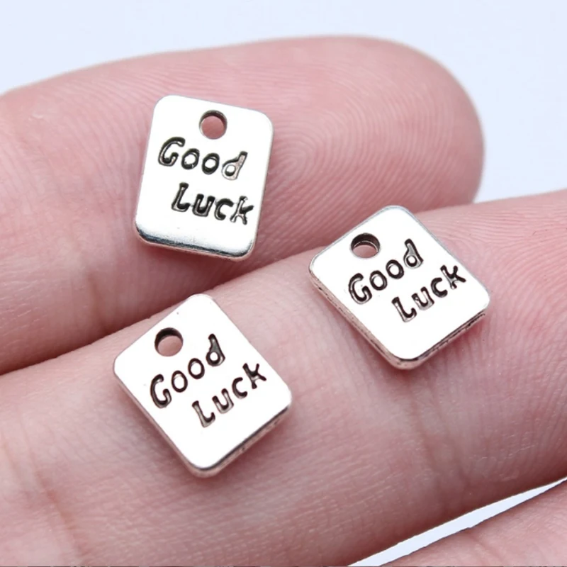 

Antique Silver Color Alloy Letter Good Luck Charms 7*9mm 40pcs AAC370