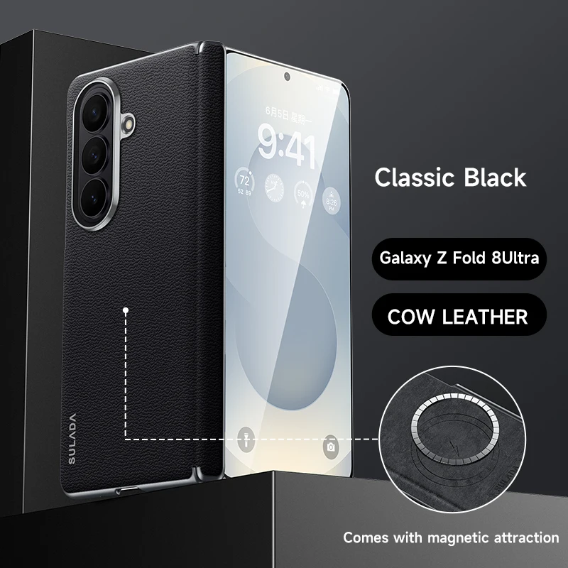 For Samsung Galaxy Z Fold 8 Ultra Case High Quality Matte Leather Folding Hinge Magnetic Wireless Charging Shockproof Hard Cover