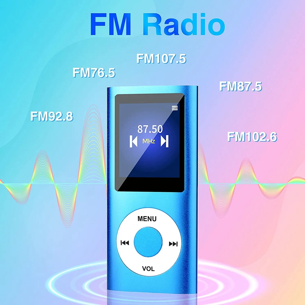 MP3 Player with Earphone Data Cable Stylish Multifunctional Lossless Sound Slim 1.8 Inch LCD Screen Portable MP3 Music Players