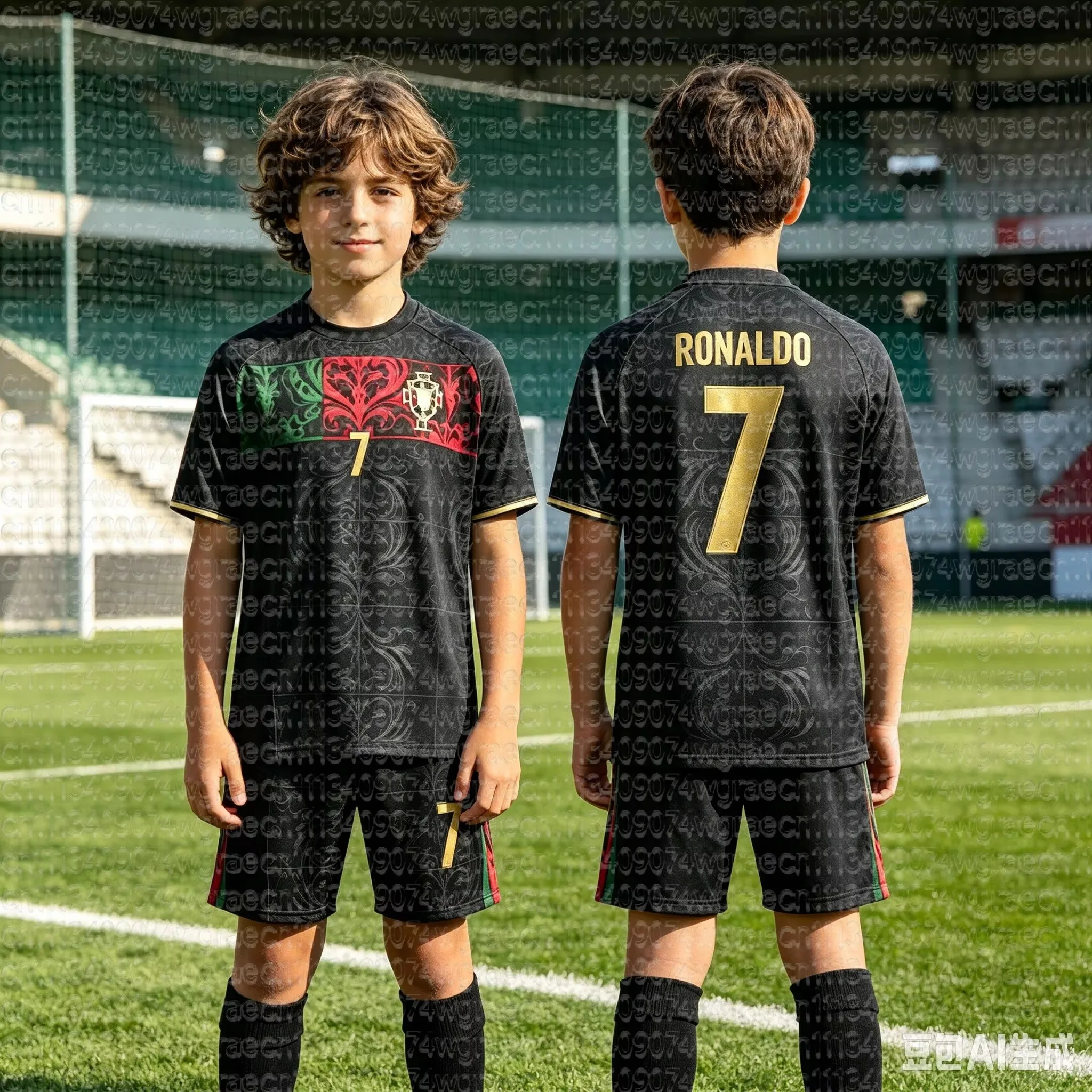 26/27 Ronaldo Fan No.7 Portugal Football Jersey Tee & Shorts 2‑Piece Set Single Top Available Sports Tracksuit for Kids