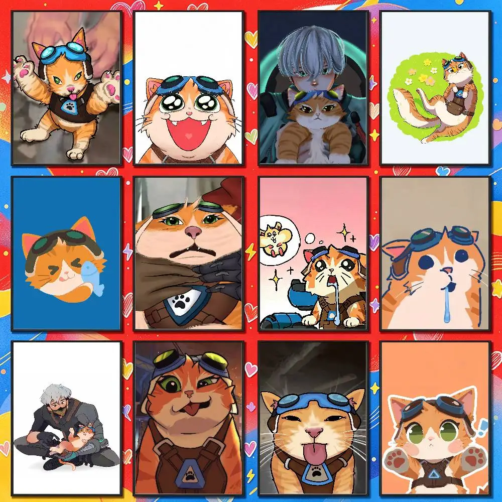 For Jetpack Cat Overwatch Poster Cover Wall Sticker Bedroom Custom Self-adhesive Decoration Fans Playbill