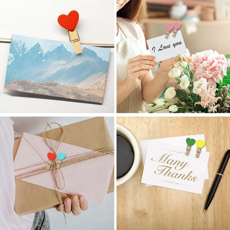 80 pezzi Mini clip per foto a cuore spille colorate per piccoli vestiti per espositore da appendere per immagini artigianali