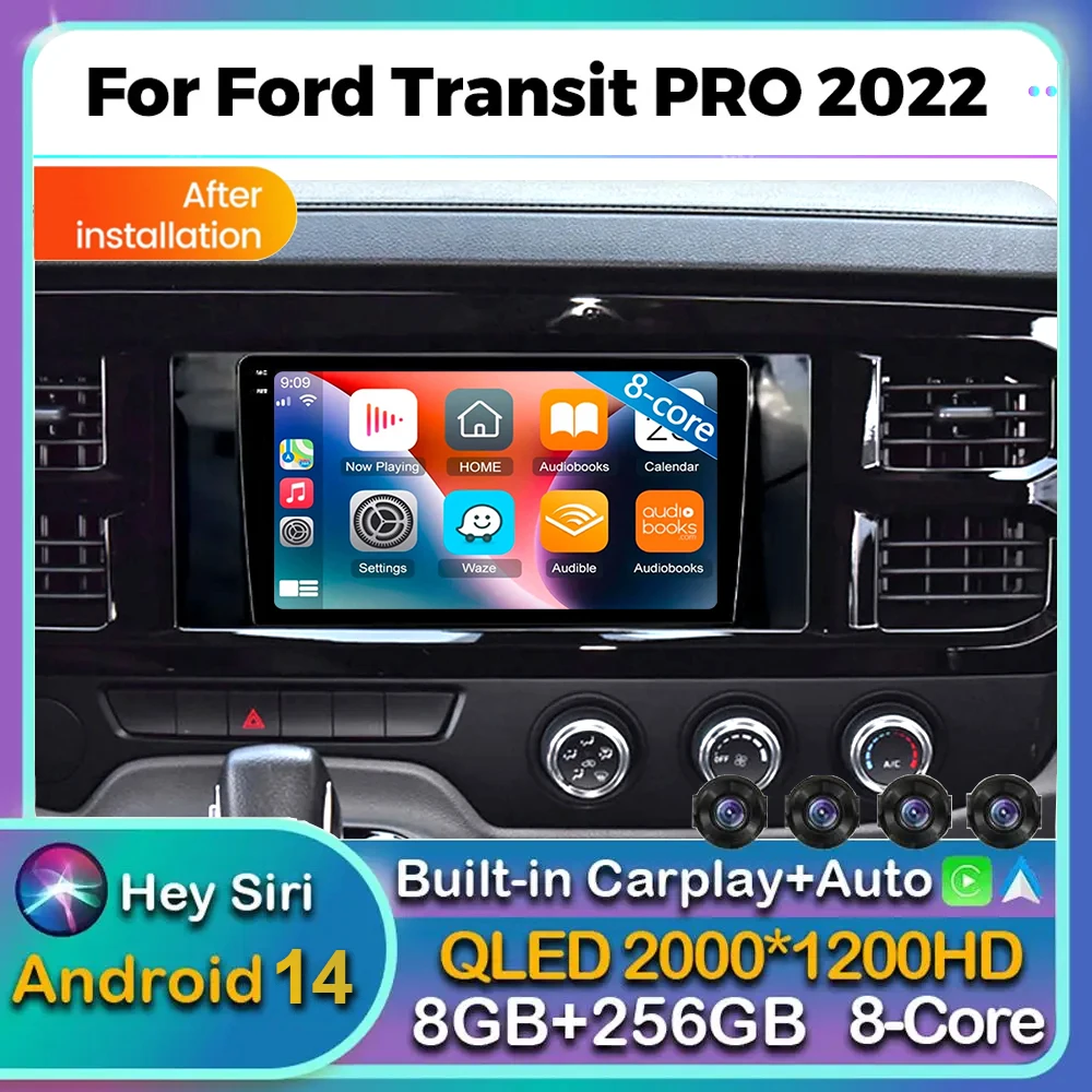 

Автомобильный радиоприемник на Android 14 для Ford New Era Transit PRO 2021 2022, радио, GPS-навигация, мультимедийный стерео плеер, беспроводной Carplay Auto