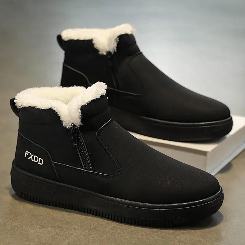 Zapatos altos para hombre, botas de nieve acolchadas de algodón para invierno, zapatos de exterior medio para hombre Doc Martens, zapatos cálidos acolchados de algodón para invierno