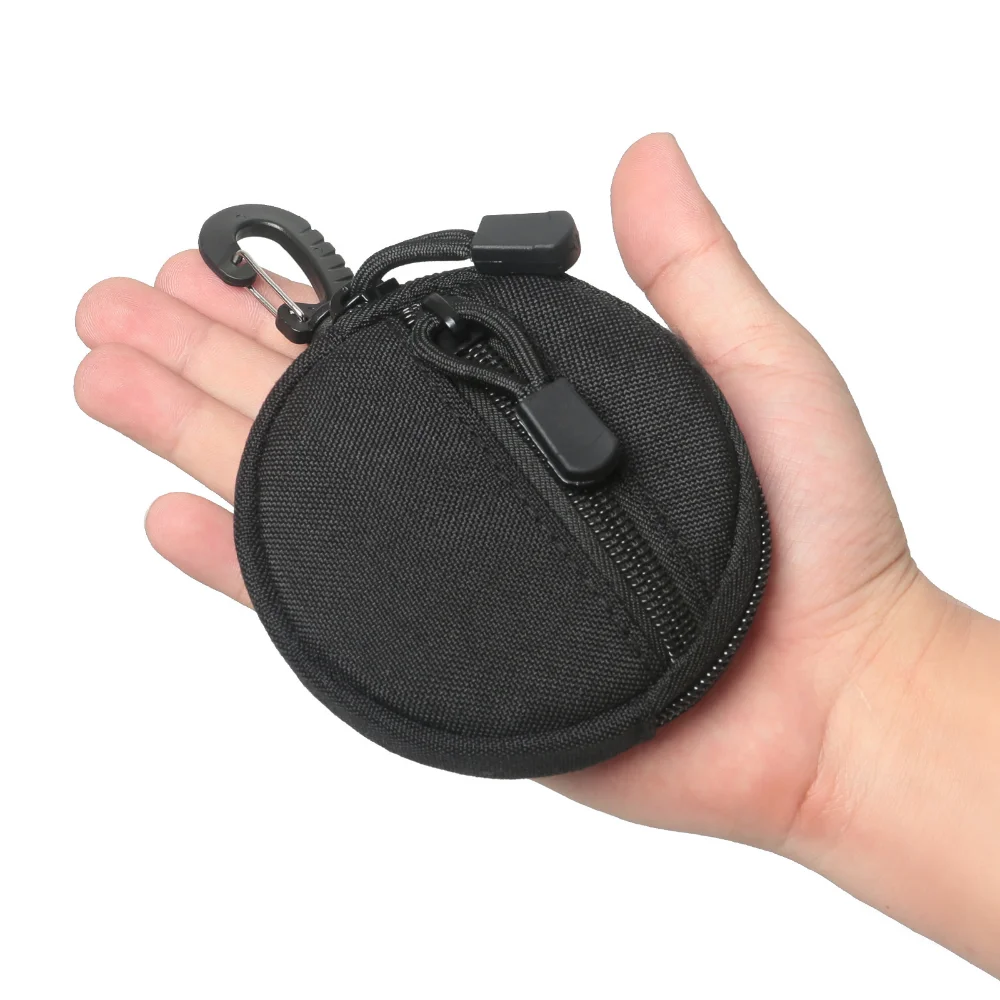 1000D Oxford Outdoor Portable Waterproof Coin Wallet Earphone  Bag EDC Round Small Backpack Hanging Bag Key Bag 10*10CM