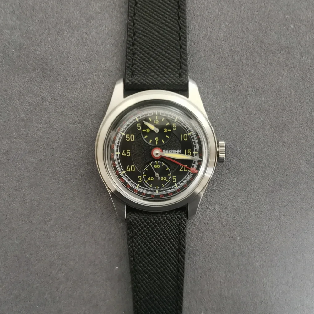 MERKUR Jam Tangan Pilot Pria Jam Tangan Mekanis Berliku Manual 38Mm Dial Silang Safir M01D Mov.