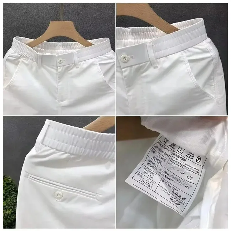 Summer casual shorts men White trendy straight crotch large pants fashionable outdoor wear slim fit design Korean style