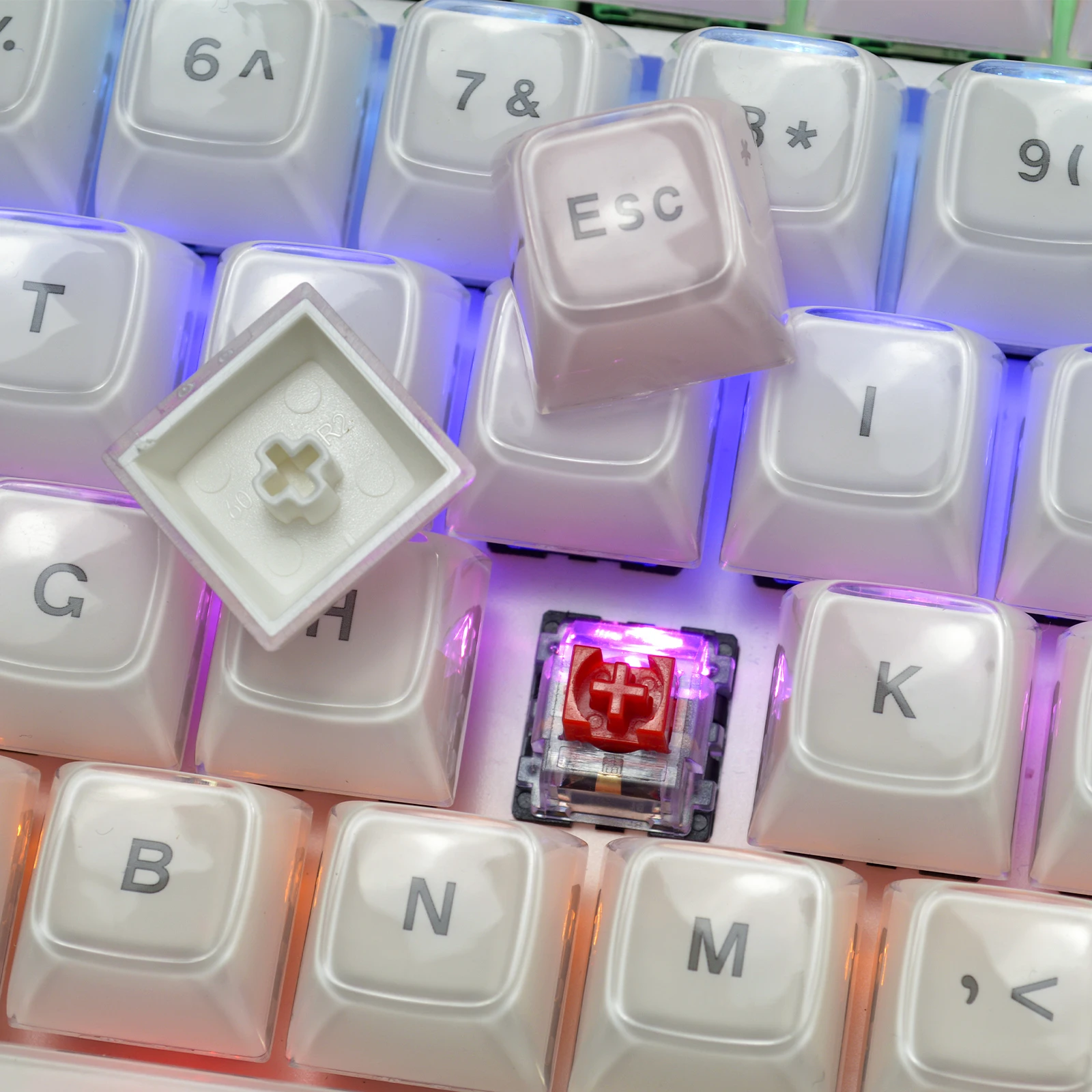 Multicolor Jelly Ronde 117 Key Caps Oem Profiel Voor Cherry Mx Mechanische Toetsenbord Leuke Ijs Kristal Doorschijnende Backlit Keycaps