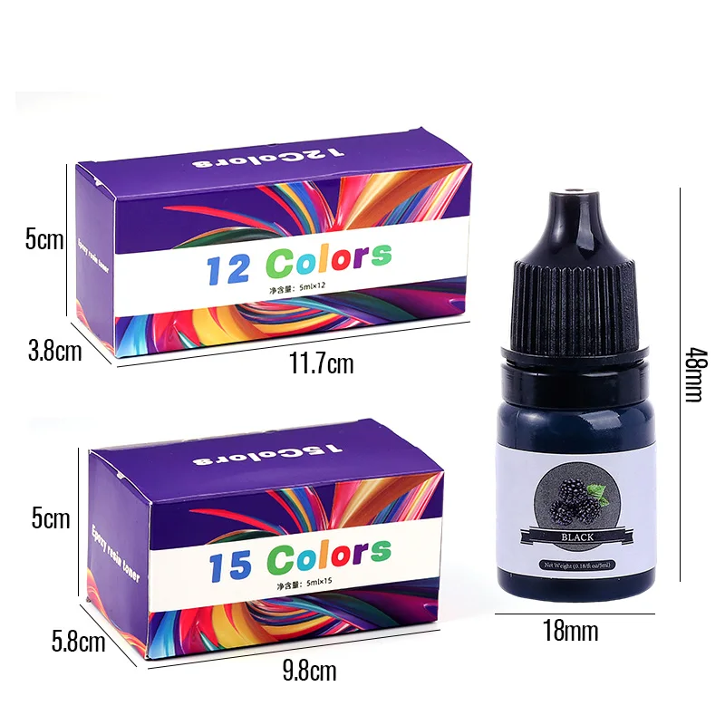 صبغة ألوان راتنجات الايبوكسي 24 ألوان زاهية صبغة إيبوكسي سائلة صبغة راتينج شفافة مركزة للغاية للمجوهرات الفنية ذاتية الصنع