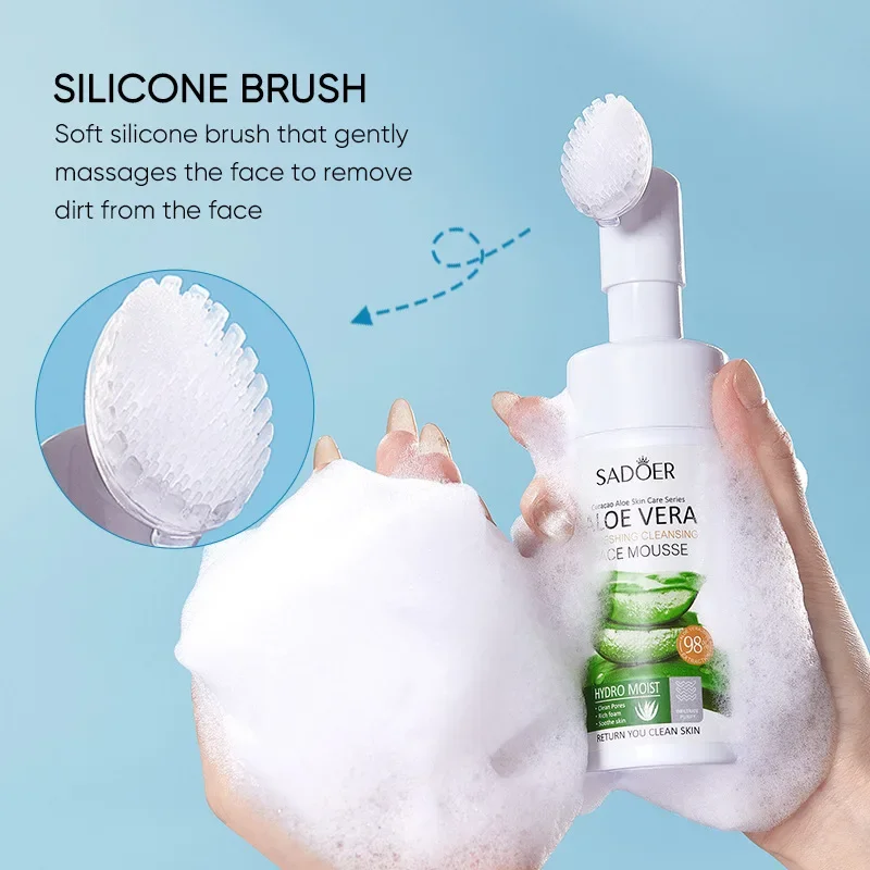 120ml Aloe Vera Refreshing Cleansing Mousse Moisturizing and Not Tight Beauty Skin Care Products Face Cleanser Face Wash