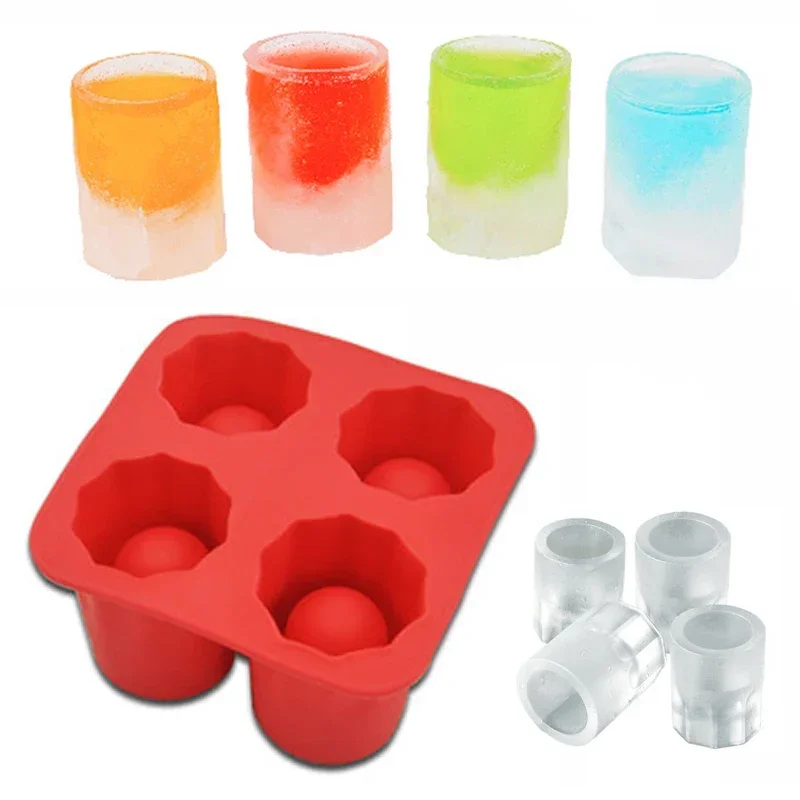 

Silicone Square Four Compartment Ice Cup Mold Edible Ice Cup Tray Maker Summer DIY Ice Making Mould Kitchen Bar Accessories