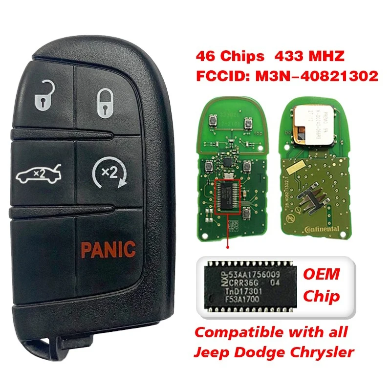 

CN087004 Original 5 Buttons Smart Key Fob M3N-40821302 05026676AH PCF7945 Chip For Dodge Challenger Dart 2011-2018