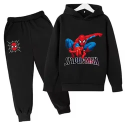 Kids Spring and Autumn Hoodie Men's and Women's Hoodie Set 2-12 Years Old Casual Outdoor Sports Top+Pants Spider Man Classic