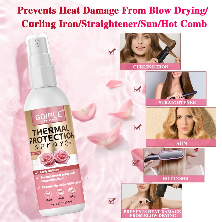 Thermal Protection Spray UV Protector Serum Protects from Thermal & UV Hair Heat Protector Suitable For Natural Curly Wavy Wig